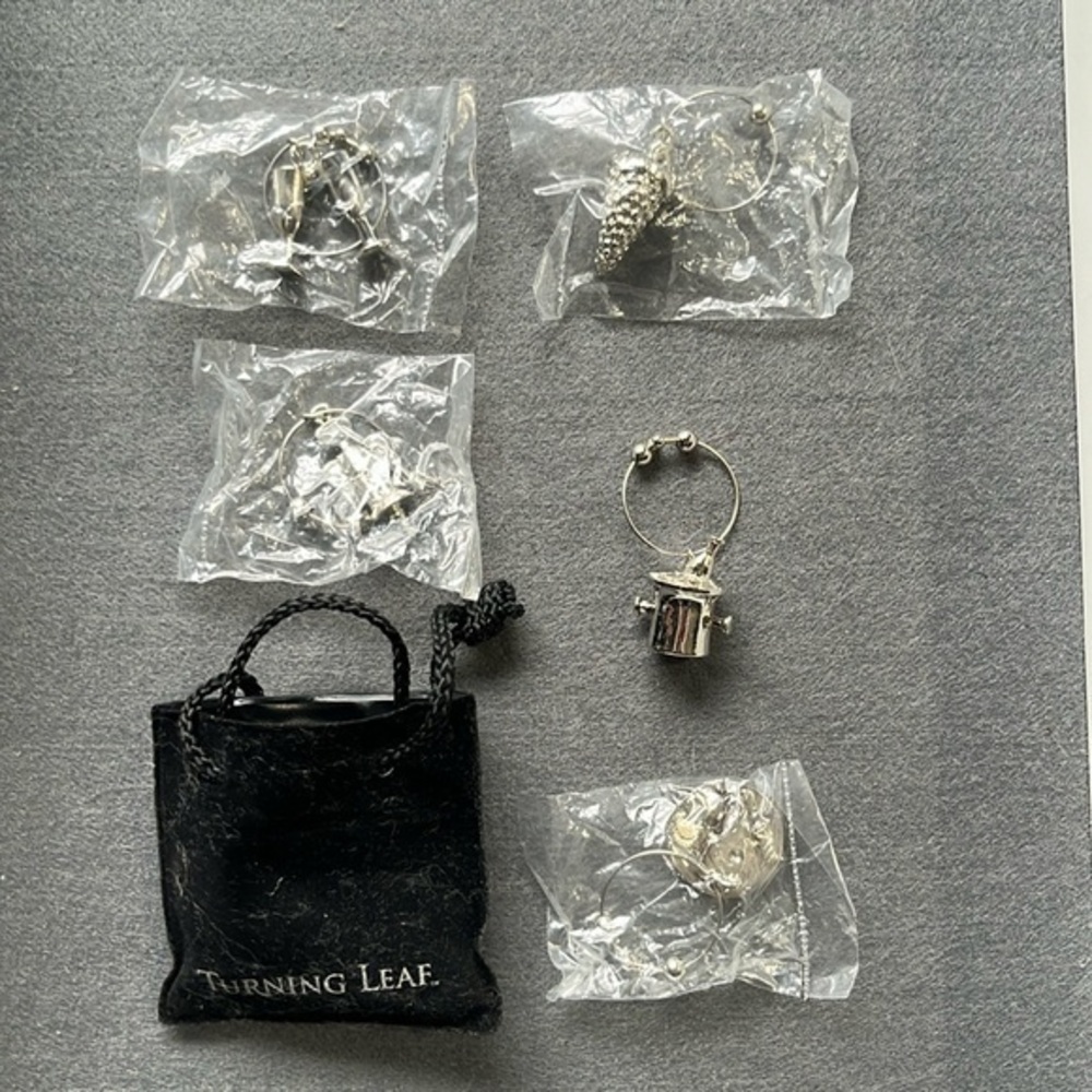 Turning Leaf silver wine glass charms